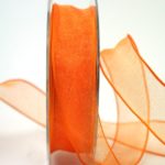 Chiffonband mit Drahtkante orange 25mm (70002-25-270)