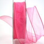 Chiffonband mit Drahtkante pink 25mm (70002-25-330)