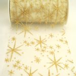 Organza-Tischband Weihnachten, 125mm creme-gold (3160444-125-010)