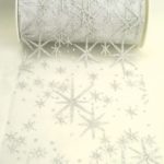 Organza-Tischband Weihnachten, 125mm breit, weiss-silber (3160444-125-809)