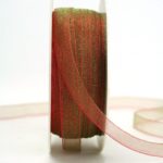 Organzaband mit Webkante 10mm rot-grün (70101-10-360)