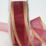 Organzaband, 25mm bordeaux-gold (3050036-25-309) - Weihnachtsband