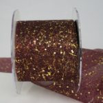 Organzaband Striche/Punke, 60mm bordeaux-gold (3060376-60-309) - Weihnachtsband