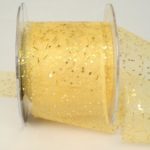 Organzaband Punkte/Striche, 60mm creme-gold (3060374-60-01) - Weihnachtsband