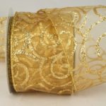 augefallenes Organzaband, 60mm gold (3200278-65-10) - Weihnachtsband