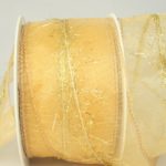 Organzaband mit Goldfransen, 60mm gold (40683-60-103) - Weihnachtsband