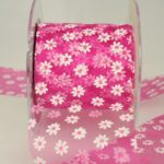 Organzaband mit Blüten, 65mm pink (3060362-65-206) - Sonderangebot