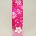 Organzaband mit Blumenaufdruck, 30mm pink (3191096-30-207) - Sonderangebot