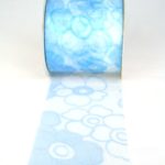 Organzaband mit Blüten, Sonderangebot, 70mm, hellblau (594276-70-73)