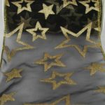 Organzaband Tischband -150mm, schwarz-gold (40629-150-113) - Weihnachtsband