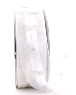 Organzaband mit Silberfransen, weiß, 40 mm - 30-rabatt, weihnachten, sonderangebot, organzabander