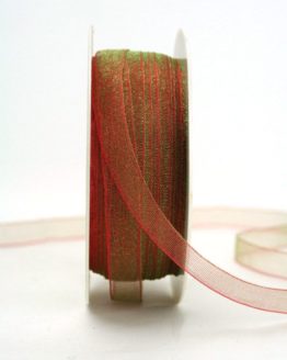 Organzaband mit Webkante, 10 mm breit, rot-grün changierend - 50-rabatt, sonderangebot, organzabander, uni