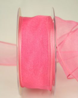 Organzaband pink, 40 mm, mit Drahtkante - uni, organzabander, organzaband-mit-drahtkante