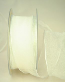 Organzaband weiß, 40 mm, mit Drahtkante - uni, organzabander, organzaband-mit-drahtkante