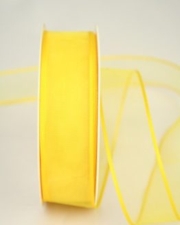 Organzaband mit Webkante, gelb, 25 mm - uni, sonderangebot, organzabander