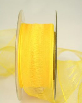 Organzaband Valencia, gelb, 40 mm - organzabander, gemustert, 50-rabatt, sonderangebot