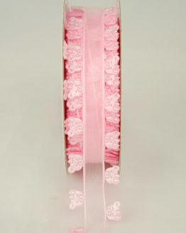 Organzaband mit ausgestanzten Bärchen, 25 mm, rosa - sonderangebot, organzabander, gemustert, everyday, 30-rabatt