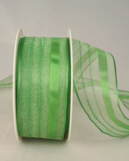 Organzaband mit Streifen, 40 mm breit, grün - uni, sonderangebot, organzabander, everyday, 50-rabatt