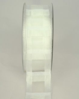Karoband transparent-weiß, 40 mm - sonderangebot, organzabander, gemustert, everyday, 30-rabatt