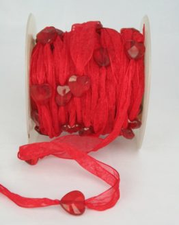 Organzaband mit Herzen, rot, 18 mm - sonderangebot, organzabander, 50-rabatt